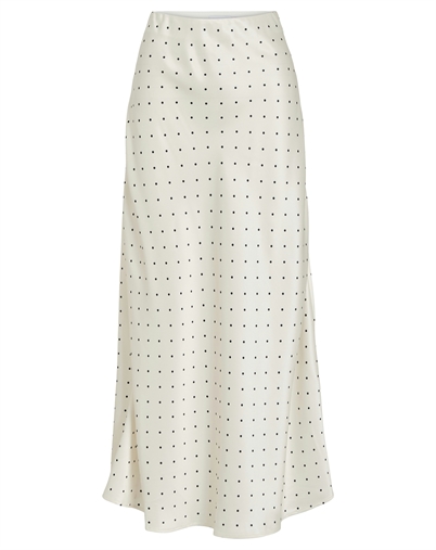 Vila - VIFadia Midi Ankle Nederdel - Cloud Dancer/Black Dots